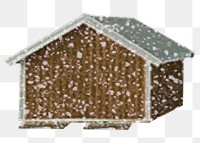 Winter barn png sticker, transparent background