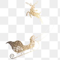 Reindeer sleigh png Christmas sticker, transparent background