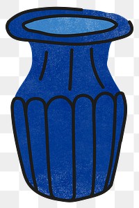 Png blue vase doodle sticker, transparent background