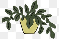 Png potted houseplant doodle sticker, transparent background