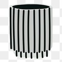 Black & white png cup, doodle sticker, transparent background