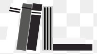 Black & white png book spine sticker, transparent background