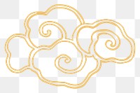 Gold Chinese cloud png sticker, transparent background