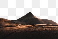 PNG warm tone mountain border, transparent background