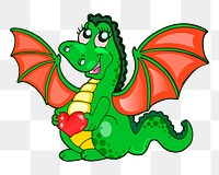 PNG Cute dragon clipart, transparent background. Free public domain CC0 image.