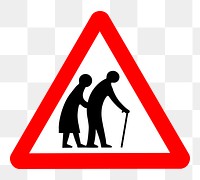 PNG Frail pedestrians road sign clipart, transparent background. Free public domain CC0 image.