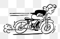 PNG Woman riding motorcycle clipart, transparent background. Free public domain CC0 image.