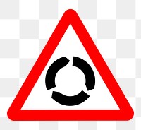 PNG Roundabout  traffic sign clipart, transparent background. Free public domain CC0 image.