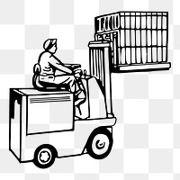 PNG Forklift warehouse clipart, transparent background. Free public domain CC0 image.