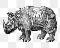 PNG Rhinoceros clipart, transparent background. Free public domain CC0 image.
