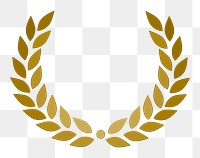 PNG Gold leaf emblem clipart, transparent background. Free public domain CC0 image.