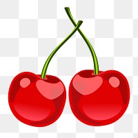 Red cherry png sticker, transparent background. Free public domain CC0 image.