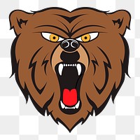 Angry bear png sticker, transparent background. Free public domain CC0 image.