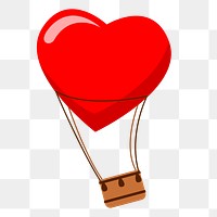Heart shape hot air balloon png sticker, transparent background. Free public domain CC0 image.