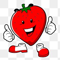 Happy strawberry png sticker, transparent background. Free public domain CC0 image.