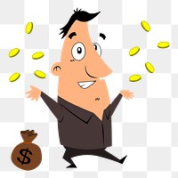 Wealthy man gold coins png sticker, transparent background. Free public domain CC0 image.