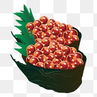 Salmon roe sushi png sticker, transparent background. Free public domain CC0 image.