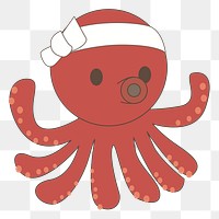 Octopus Japanese cartoon png sticker, transparent background. Free public domain CC0 image.