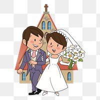 Groom and bride png sticker, transparent background. Free public domain CC0 image.