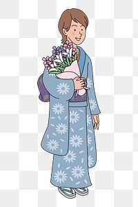 Japanese girl  png clipart illustration, transparent background. Free public domain CC0 image.