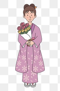 Japanese girl  png clipart illustration, transparent background. Free public domain CC0 image.