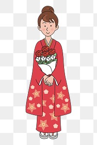 Japanese girl  png clipart illustration, transparent background. Free public domain CC0 image.