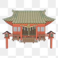 Japanese temple  png clipart illustration, transparent background. Free public domain CC0 image.