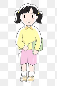 Girl  png clipart illustration, transparent background. Free public domain CC0 image.