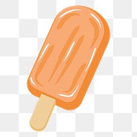 Orange popsicle png clipart illustration, transparent background. Free public domain CC0 image.