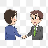 Business people handshake png clipart illustration, transparent background. Free public domain CC0 image.