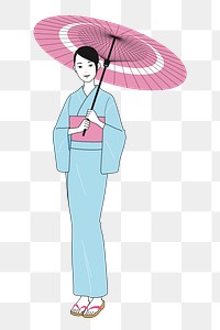 Japanese woman  png clipart illustration, transparent background. Free public domain CC0 image.