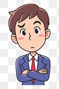 Curious business person png clipart illustration, transparent background. Free public domain CC0 image.