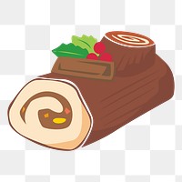 Christmas yule log cake  png clipart illustration, transparent background. Free public domain CC0 image.