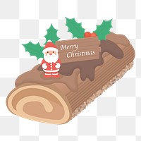 Christmas yule log cake  png clipart illustration, transparent background. Free public domain CC0 image.