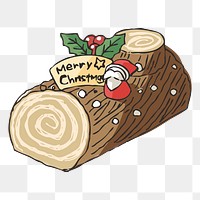 Christmas yule log cake  png clipart illustration, transparent background. Free public domain CC0 image.