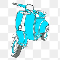 Blue scooter  png clipart illustration, transparent background. Free public domain CC0 image.