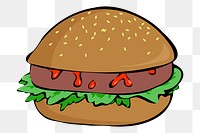 Hamburger png illustration, transparent background. Free public domain CC0 image.