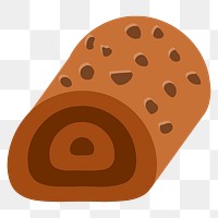 Chocolate roll cake png illustration, transparent background. Free public domain CC0 image.