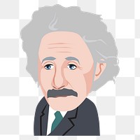 Albert Einstein  png clipart illustration, transparent background. Free public domain CC0 image.