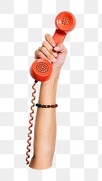 PNG retro red wired landline sticker, transparent background