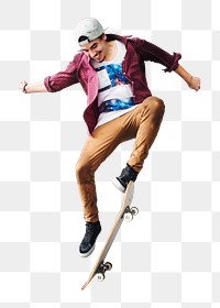 Man skateboarding  png sticker isolated image, transparent background