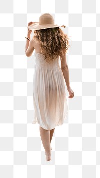 Png woman in summer dress sticker, transparent background