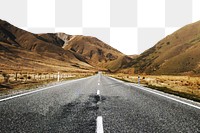 Mountain highway png border, transparent background