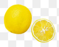 Cut lemon png vegetable sticker, transparent background