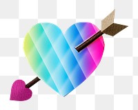 Arrow heart png paper craft sticker, transparent background