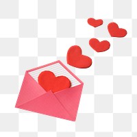 Heart love letter png sticker isolated image, transparent background