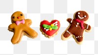 Gingerbread cookies png Christmas sticker, transparent background