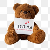 Valentine's day bear png sticker isolated image, transparent background