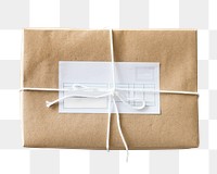 Png paper wrapped package sticker, transparent background