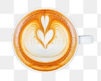 Latte art coffee png sticker, transparent background